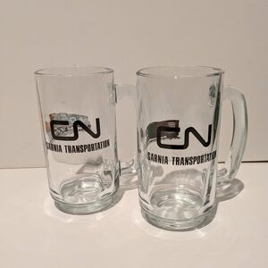 CN Canadian National Railways Sarnia Transportation Glass Beer Mugs Trains